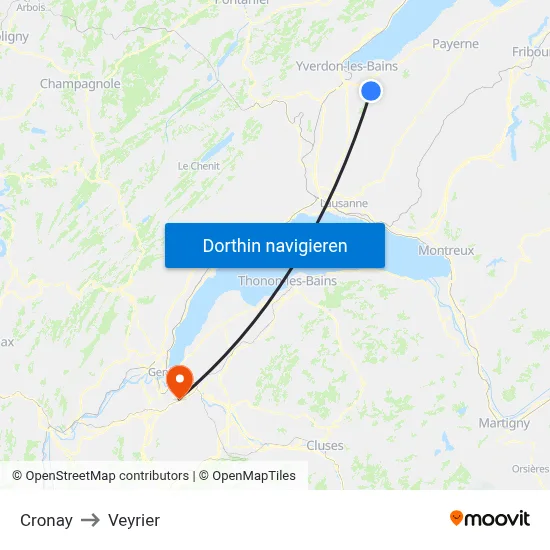 Cronay to Veyrier map