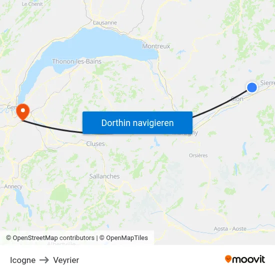 Icogne to Veyrier map