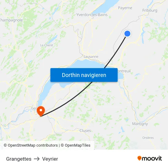 Grangettes to Veyrier map