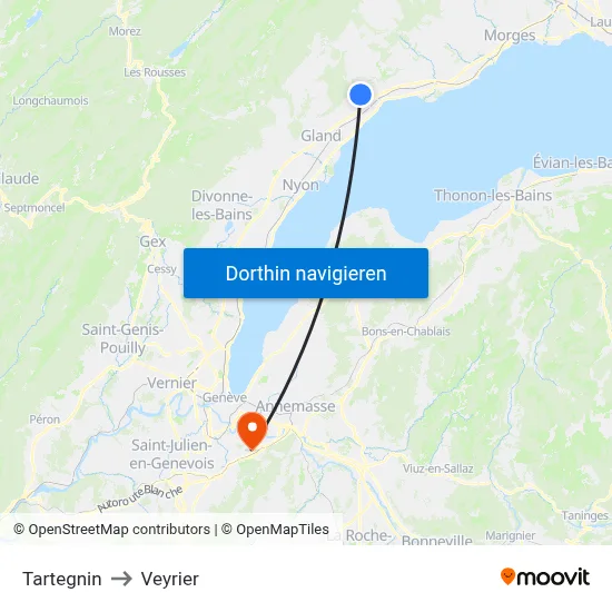Tartegnin to Veyrier map