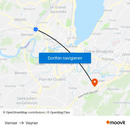 Vernier to Veyrier map