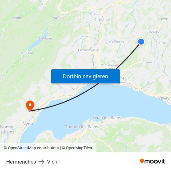 Hermenches to Vich map