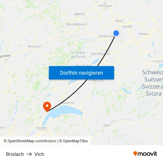 Brislach to Vich map
