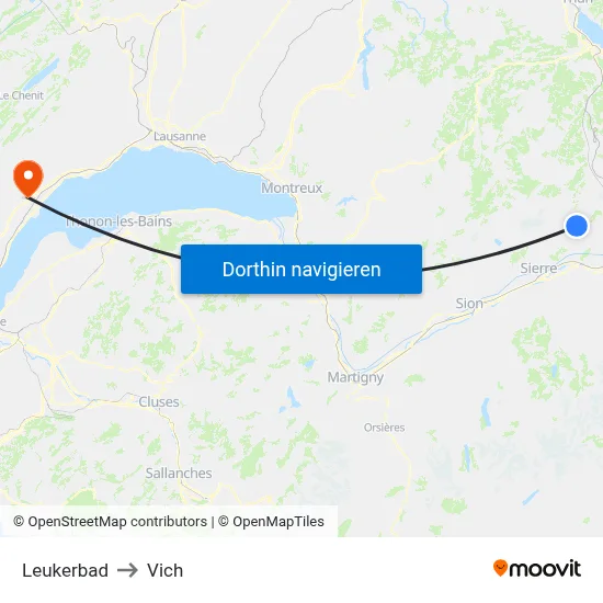 Leukerbad to Vich map