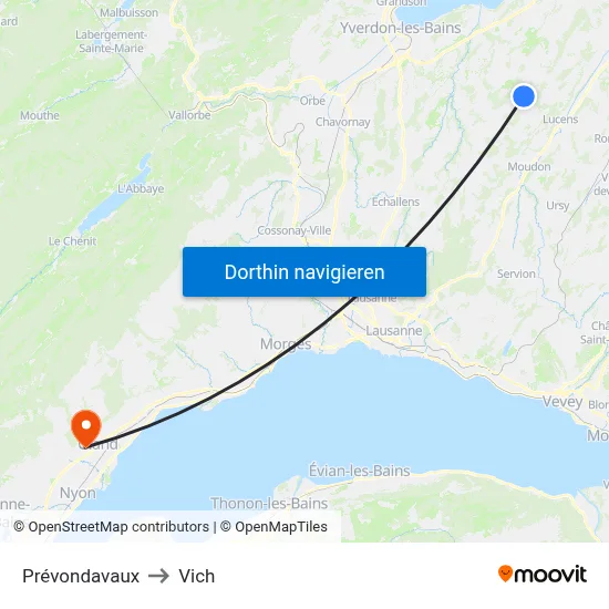 Prévondavaux to Vich map