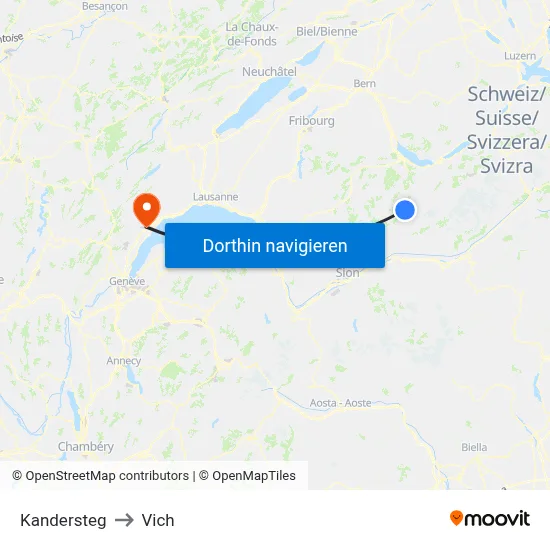 Kandersteg to Vich map