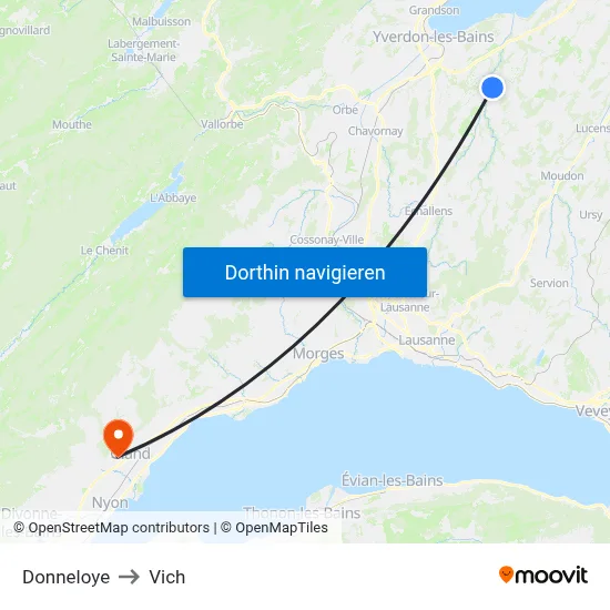 Donneloye to Vich map