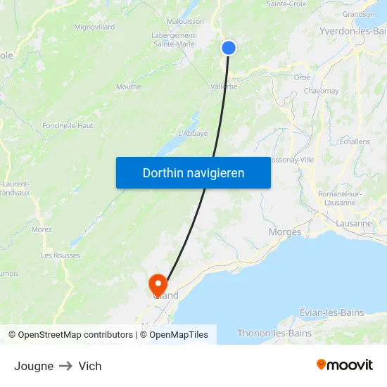 Jougne to Vich map