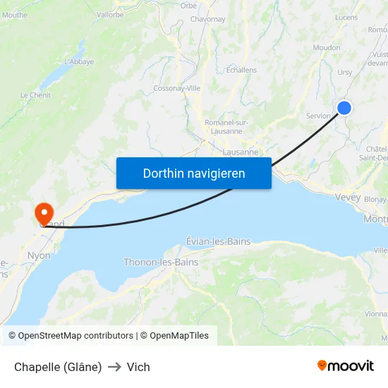 Chapelle (Glâne) to Vich map