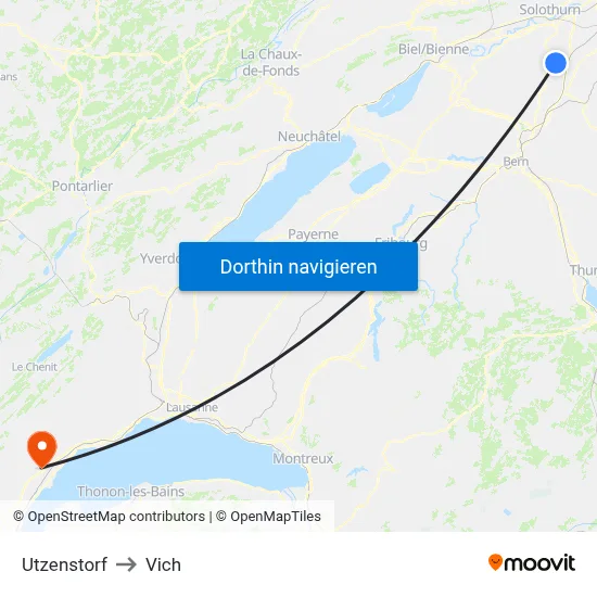 Utzenstorf to Vich map