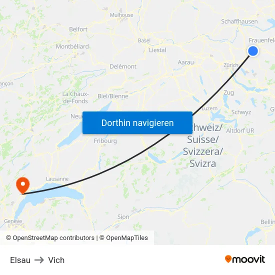 Elsau to Vich map