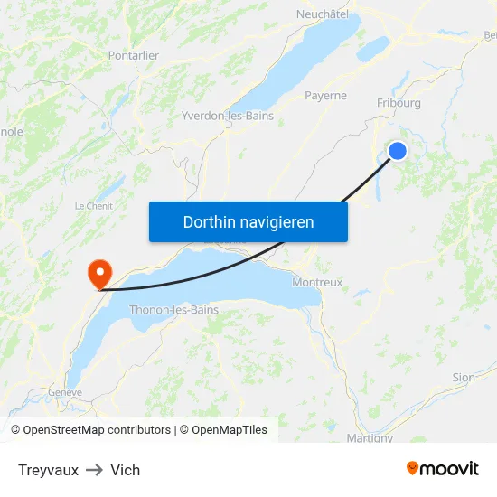 Treyvaux to Vich map