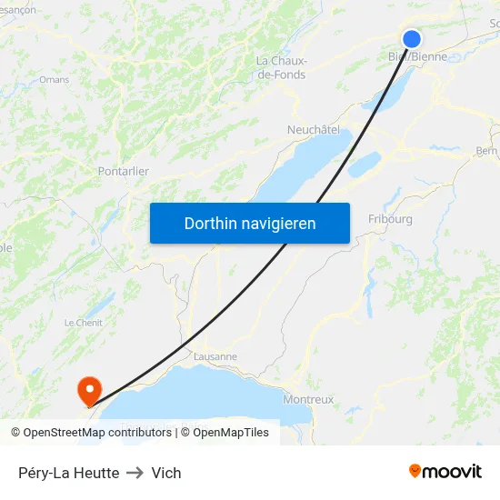 Péry-La Heutte to Vich map