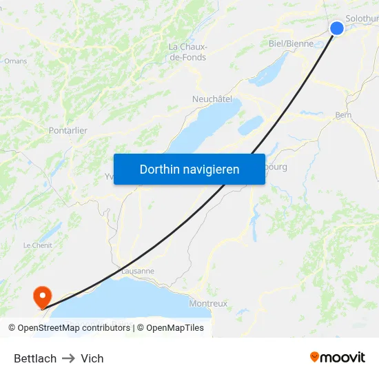 Bettlach to Vich map