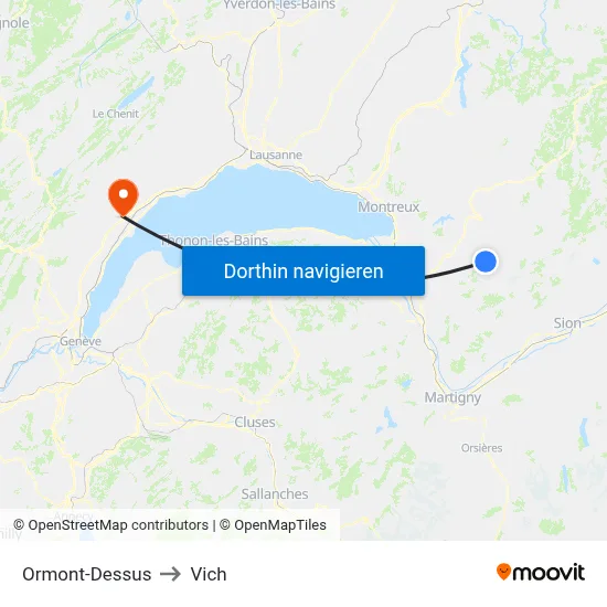 Ormont-Dessus to Vich map