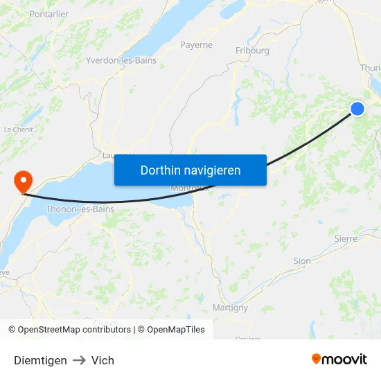 Diemtigen to Vich map