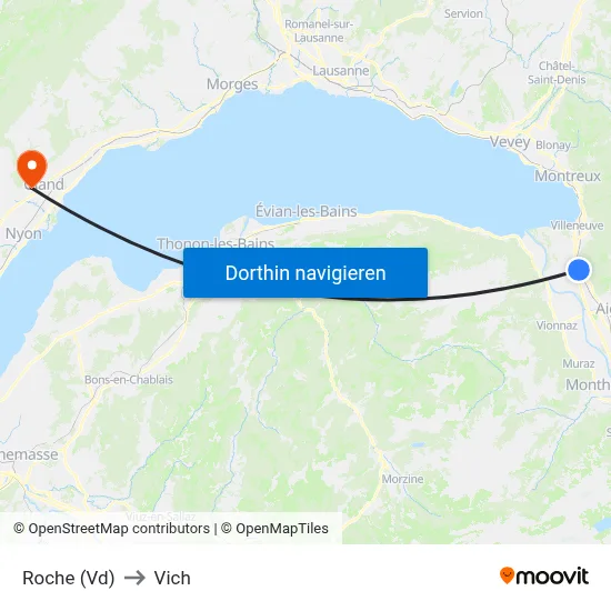 Roche (Vd) to Vich map