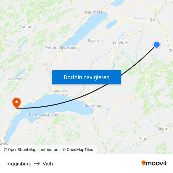 Riggisberg to Vich map