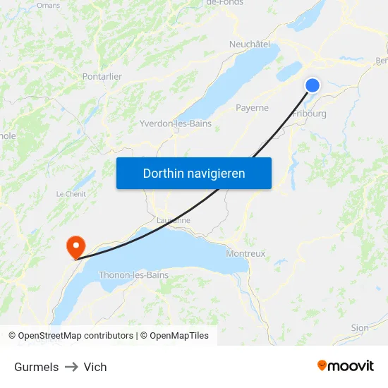 Gurmels to Vich map
