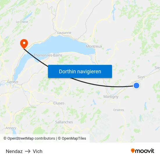 Nendaz to Vich map