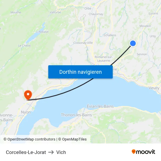 Corcelles-Le-Jorat to Vich map
