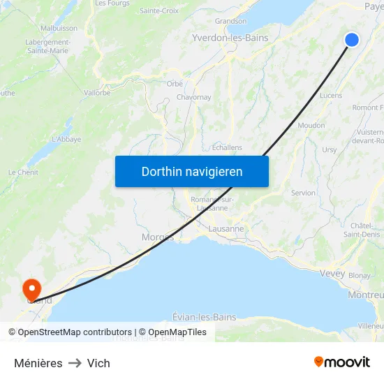 Ménières to Vich map