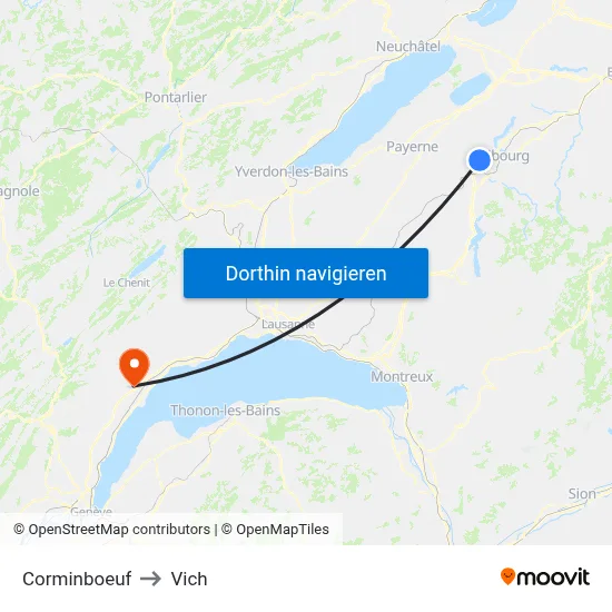 Corminboeuf to Vich map