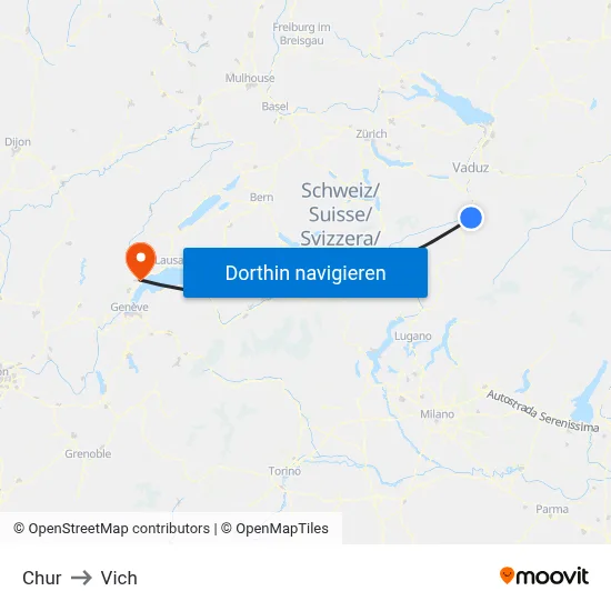 Chur to Vich map