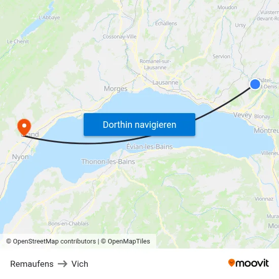 Remaufens to Vich map