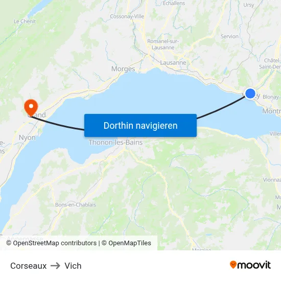 Corseaux to Vich map