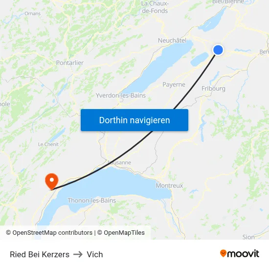 Ried Bei Kerzers to Vich map