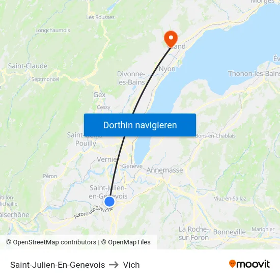 Saint-Julien-En-Genevois to Vich map