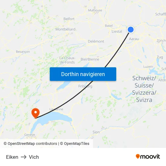 Eiken to Vich map