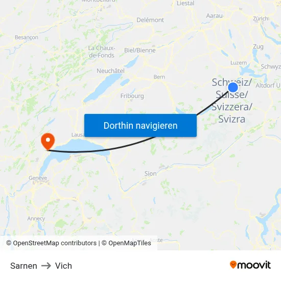 Sarnen to Vich map