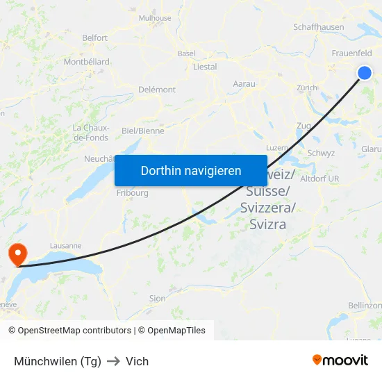 Münchwilen (Tg) to Vich map