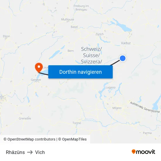Rhäzüns to Vich map