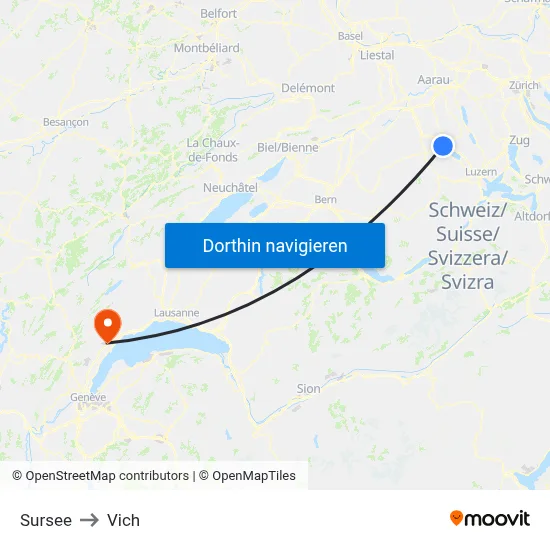 Sursee to Vich map