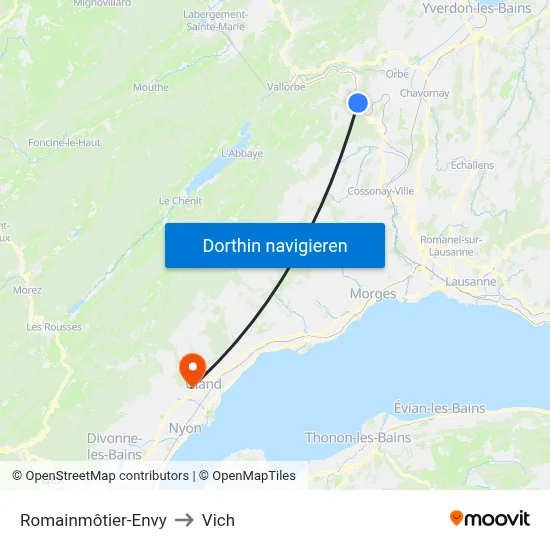 Romainmôtier-Envy to Vich map