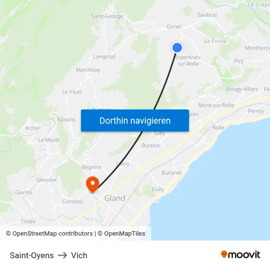 Saint-Oyens to Vich map