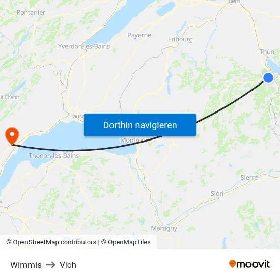 Wimmis to Vich map