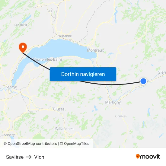 Savièse to Vich map