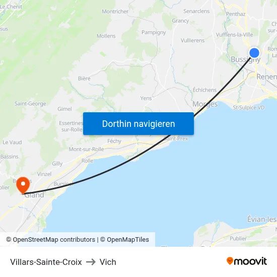 Villars-Sainte-Croix to Vich map