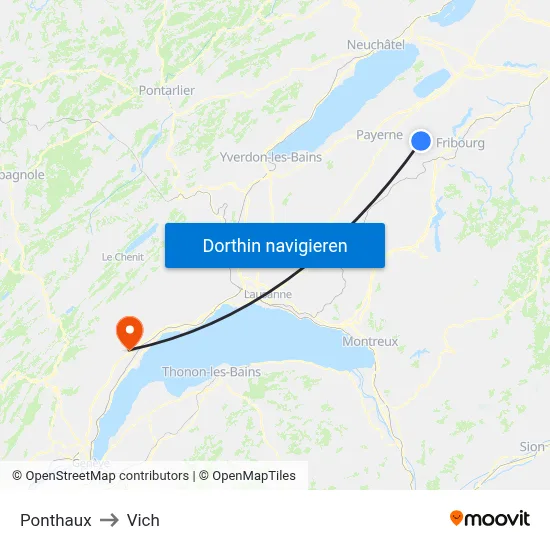 Ponthaux to Vich map