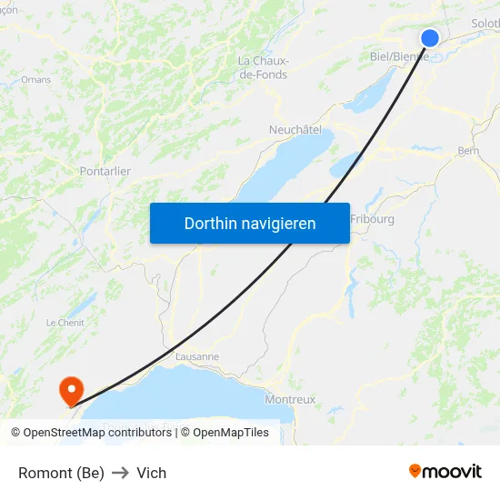 Romont (Be) to Vich map