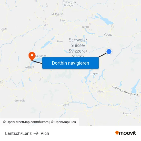 Lantsch/Lenz to Vich map