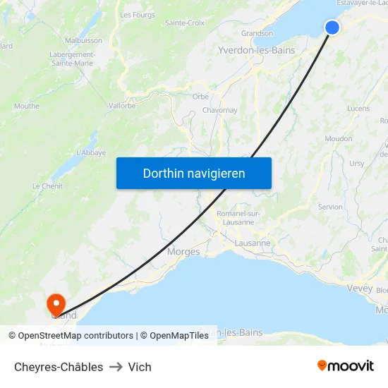 Cheyres-Châbles to Vich map