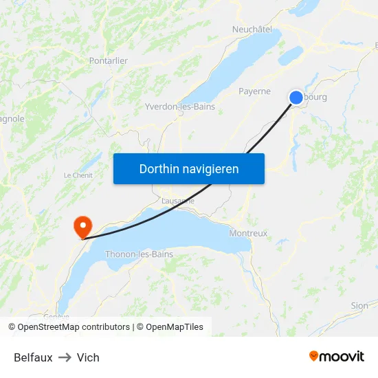 Belfaux to Vich map