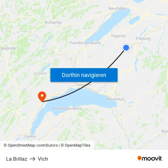 La Brillaz to Vich map