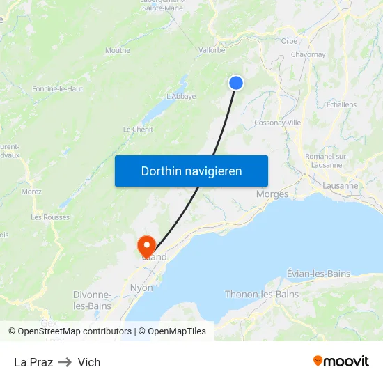 La Praz to Vich map