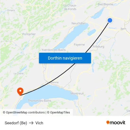 Seedorf (Be) to Vich map